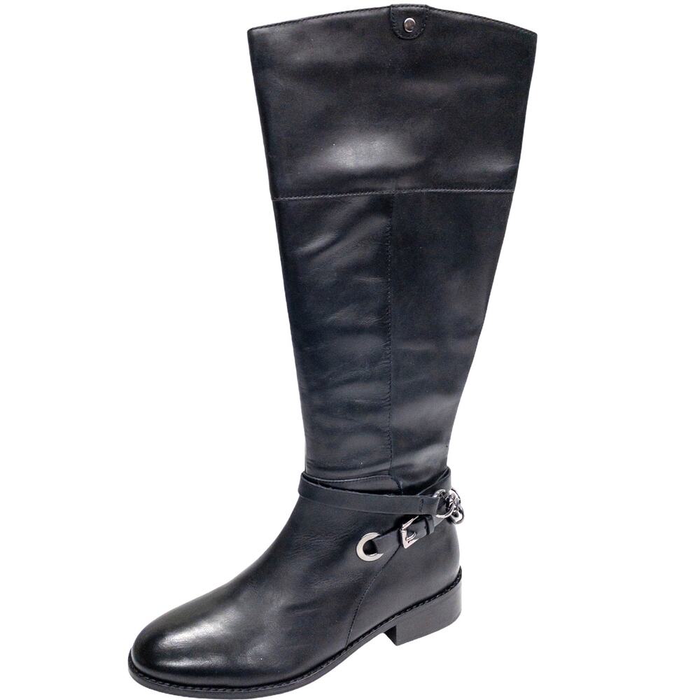 Seychelles Black Leather Chain Buckle Tall Boot Women's 6.5 Square Toe NWB